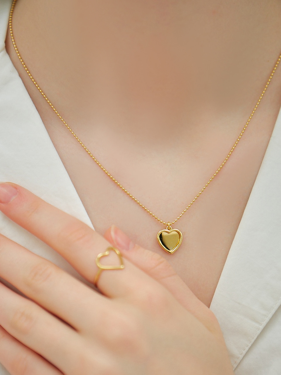 [아이브 장원영 착용] double heart necklace