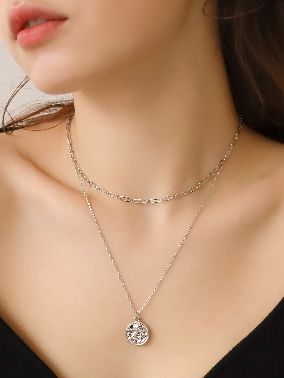 [아이콘 진환 소유 착용] angel coin necklace set