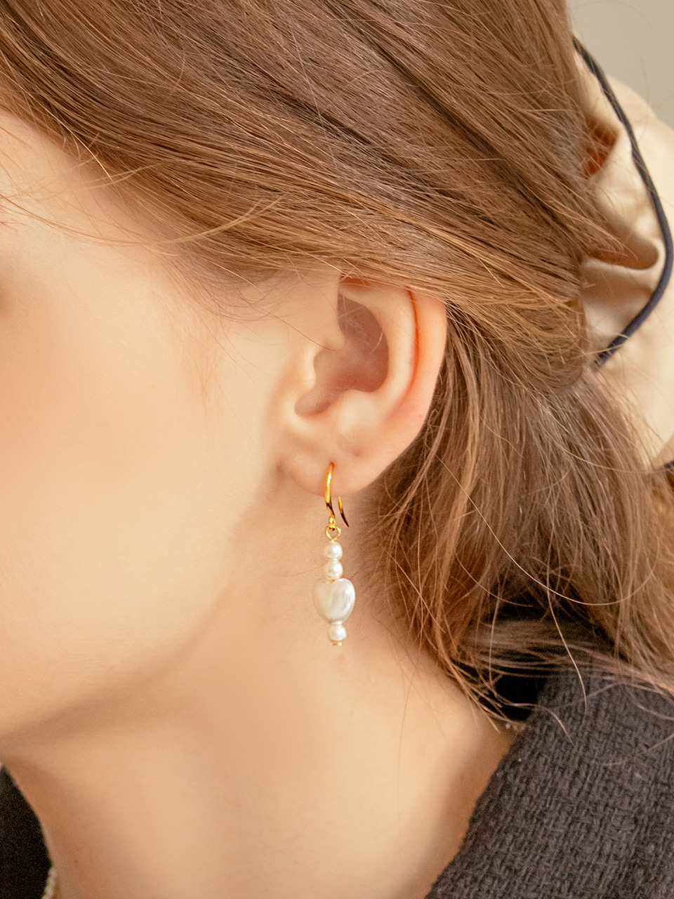 [김민주 조유리 착용] holly heart pearl earring