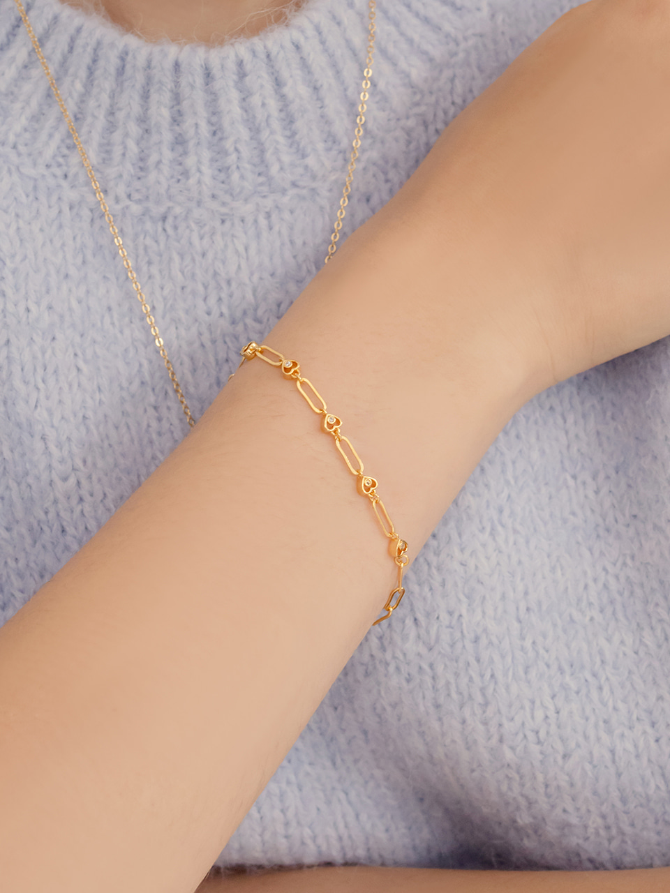 [마마무 화사 착용] heart and clip chain bracelet