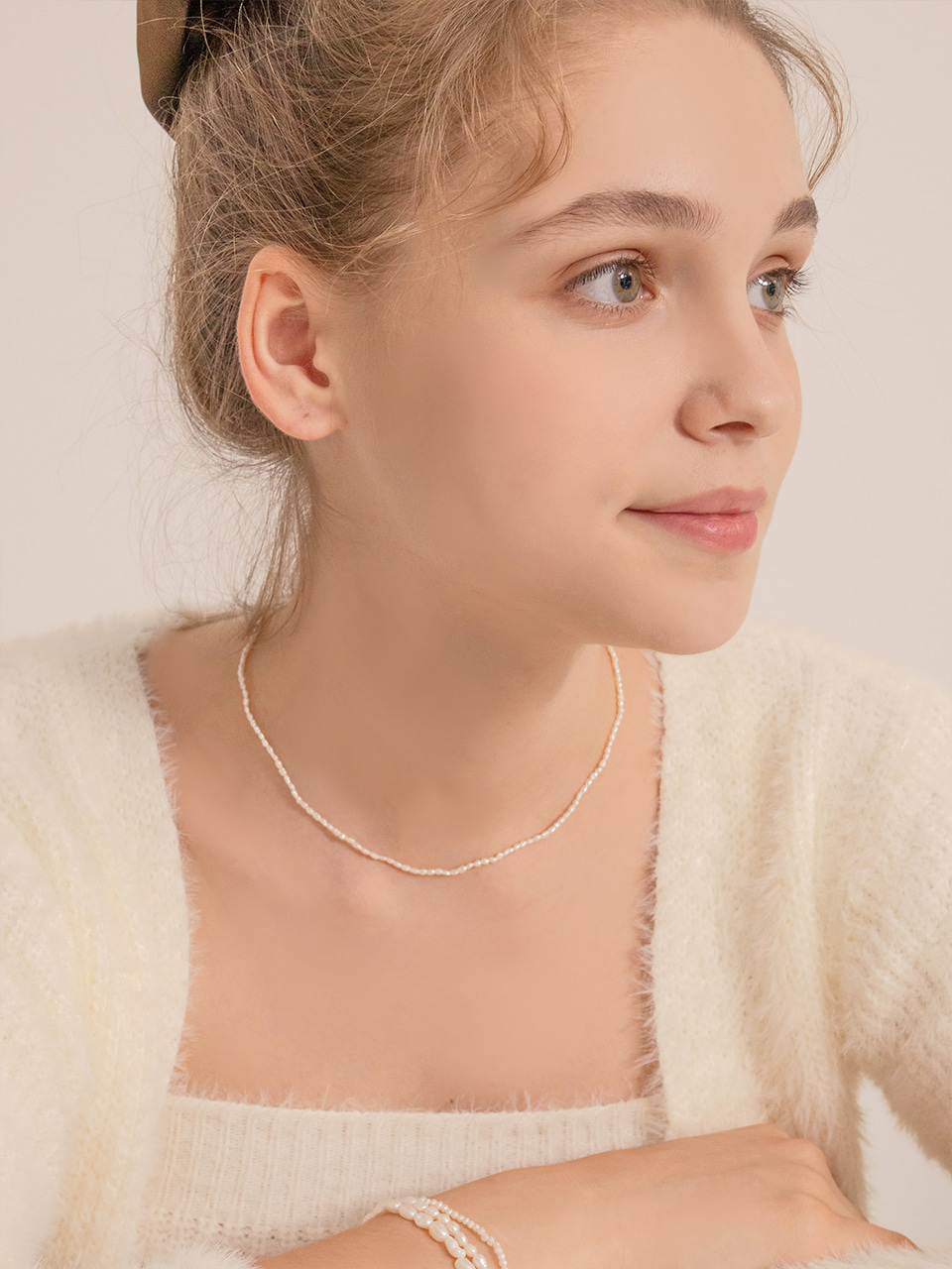 [김민주 남보라 착용] petit pearl necklace