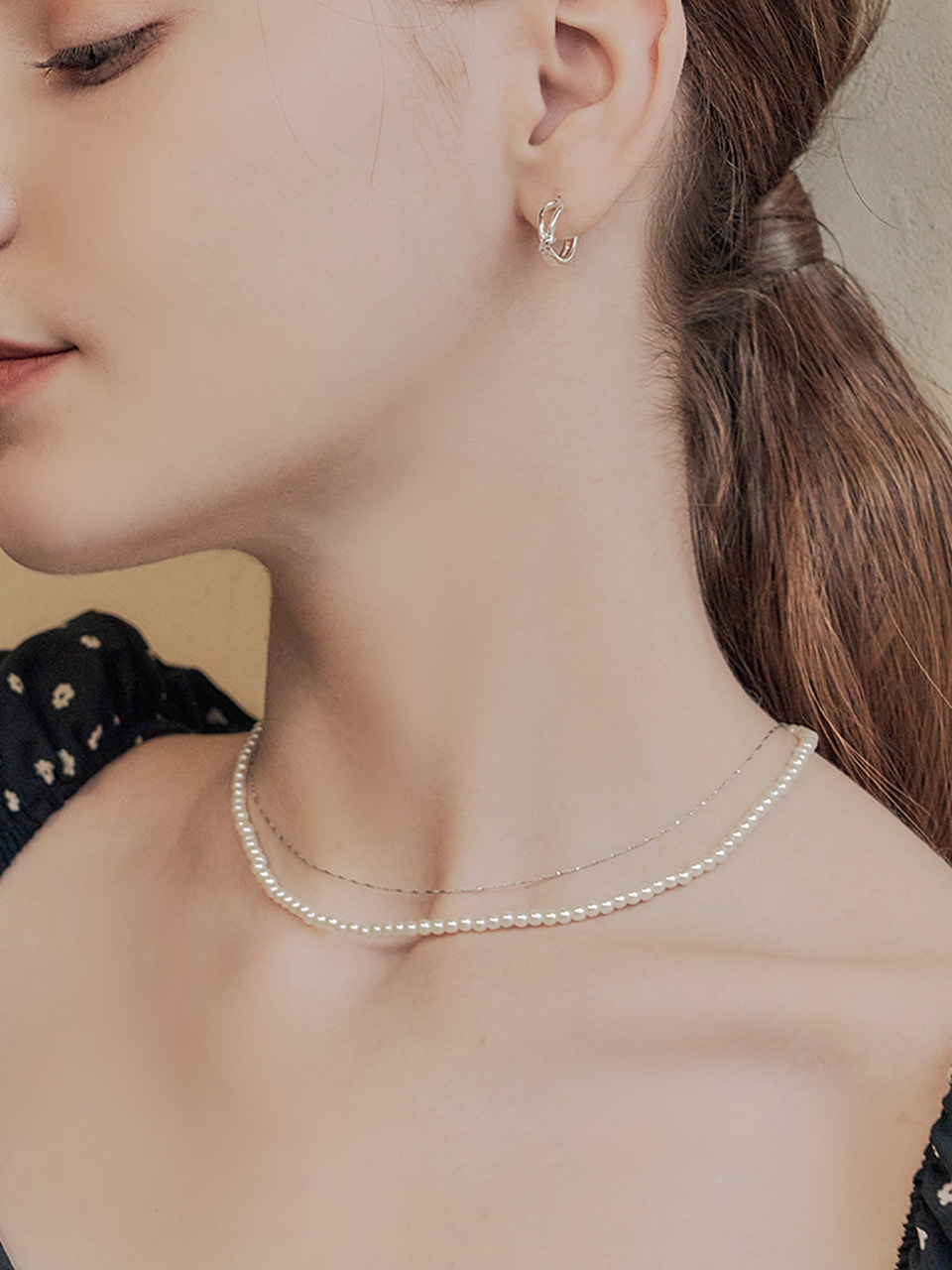 [여자아이들 미연 이미주 착용] gleam pearl necklace set