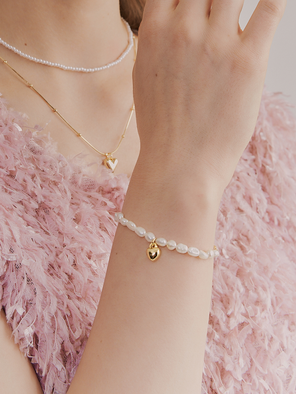 [김재중, 에이핑크 오하영 착용] lollin heart pearl bracelet