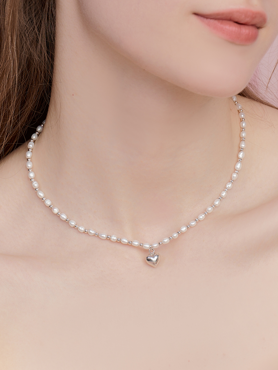 [단독 캡슐컬렉션] kindy heart pearl necklace