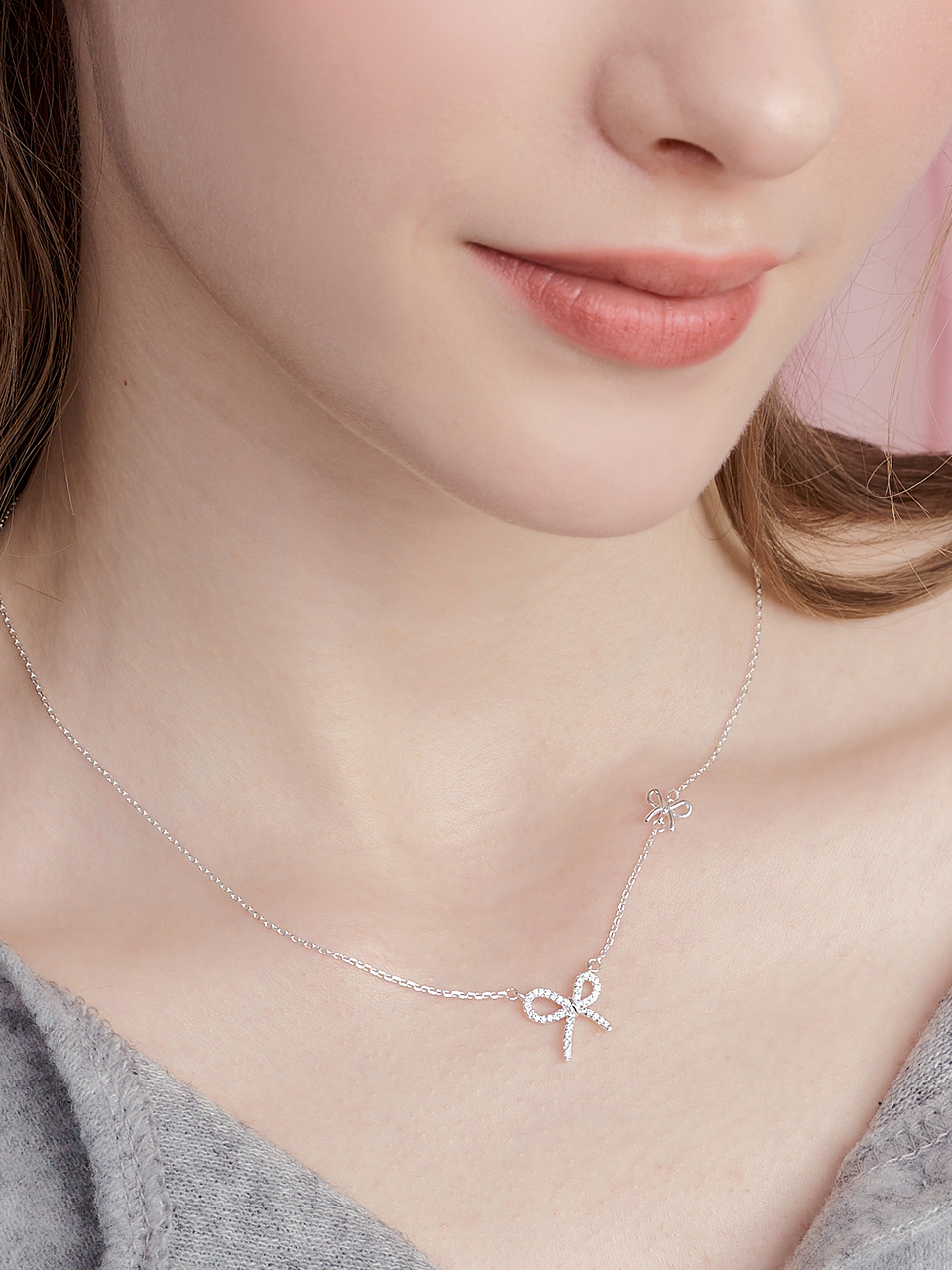 [단독] alicia double ribbon necklace