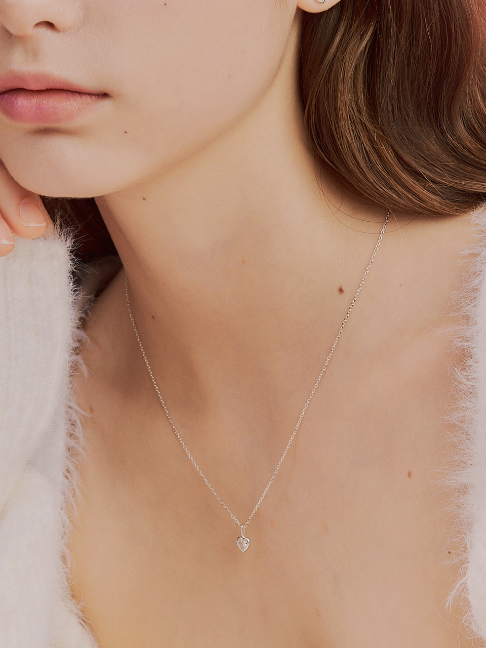 [케플러 채현 착용] every heart cubic necklace