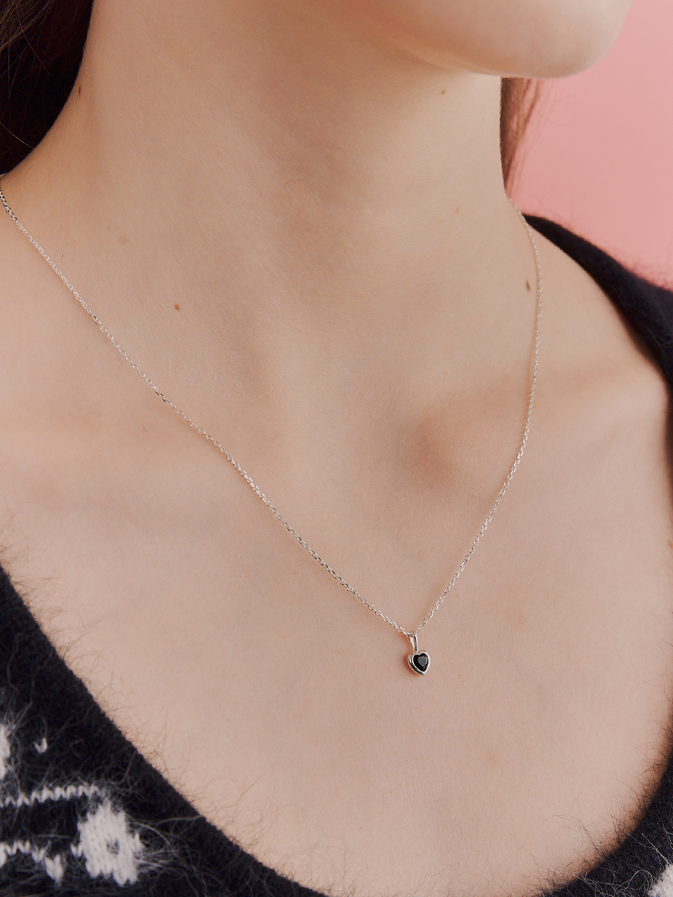 [케플러 채현 착용] every heart cubic necklace