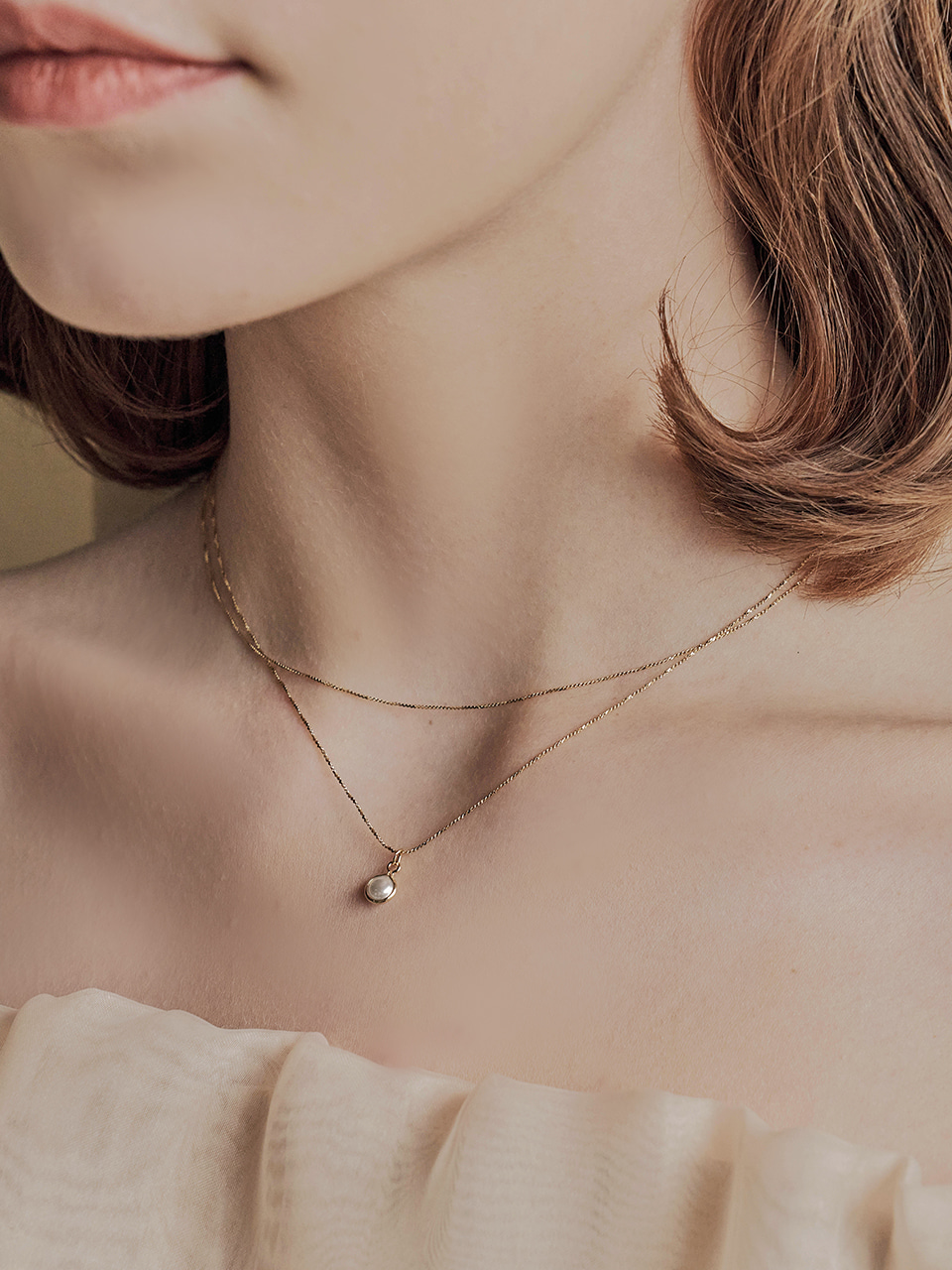 [셀럽 착용] lily pearl layered necklace