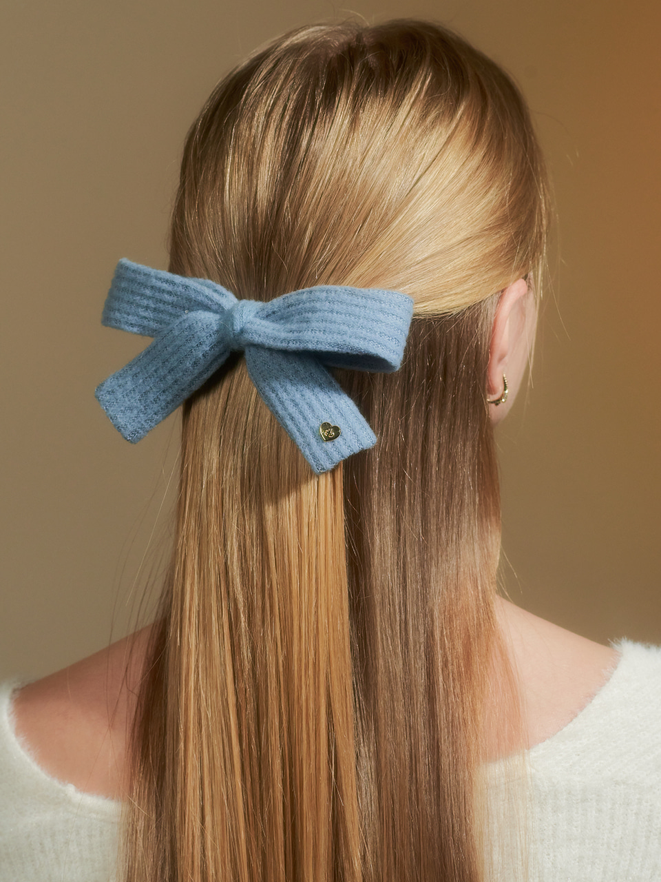 noel ribbon knit hairpin_blue